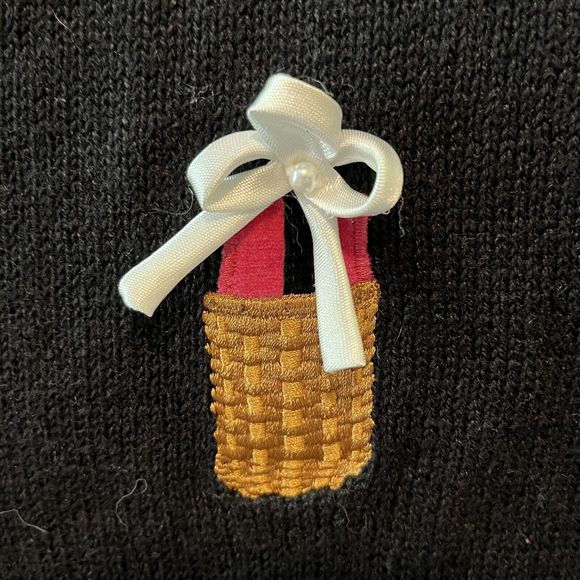 Longaberger Homestead Plus Size Cardigan Sweater Holiday Beads Baskets Black 3X - Picture 7 of 9